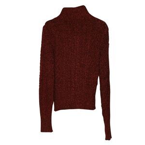 Pre Loved Isabel Marant Vintage Metallic Knit Mock Neck Sweater Women burgundy